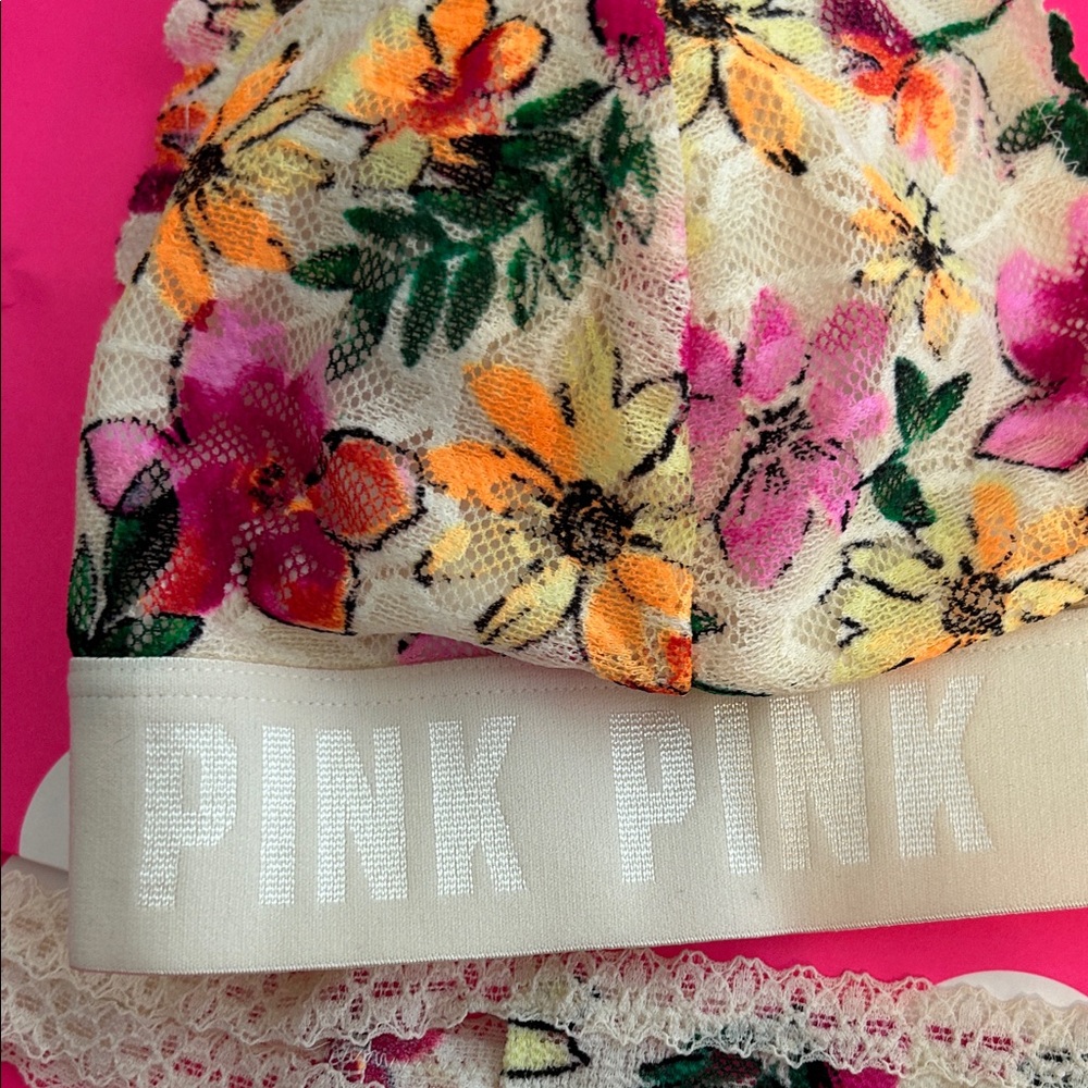 PINK Victoria's Secret Floral Lace Lingerie Set - Picture 3 of 7
